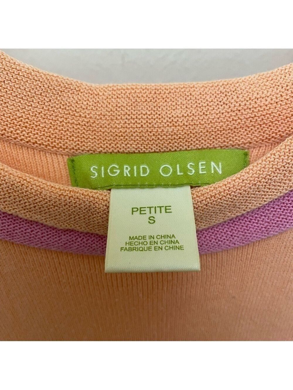 Sigrid Olsen Short Sleeve Top Peach & Pink Size SP Vintage Y2K - Picture 4 of 12